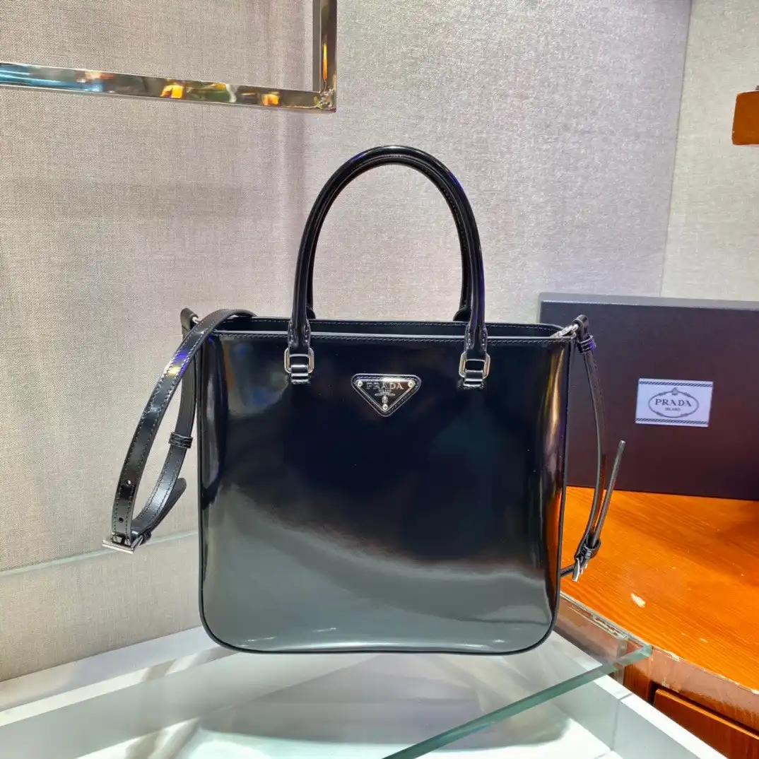 PRADA LARGE brushed leather tote 0202